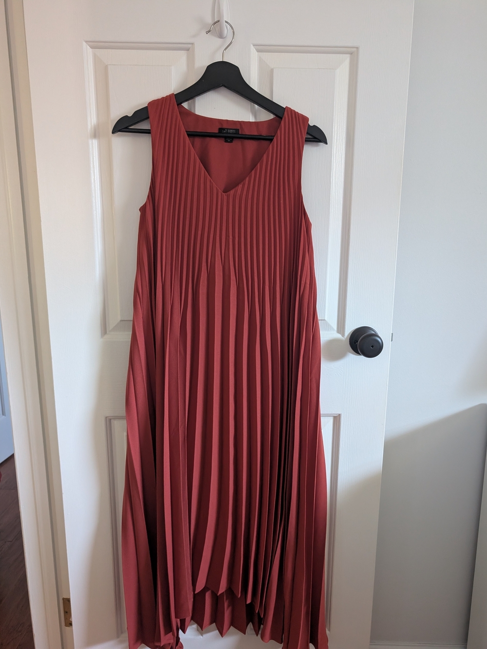 J Jill Wearever Collection Women's Pleated V-Neck Rust Dress Size XS